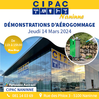 Journée démonstration d'aérogommage chez notre partenaire CIPAC à Naninne